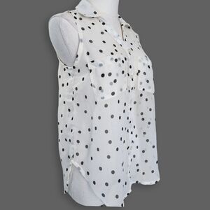 Cream/Black Polka-Dot Button-Down Shirt, Women's S